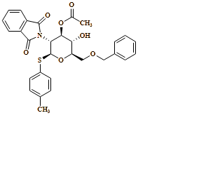 ?-D-Glucopyranoside, 4-methylphenyl 2-deoxy-2-(1,3-dihydro-1,3-dioxo-2H-isoindol-2-yl)-6-O-(phenylmethyl)-1-thio-, 3-acetate