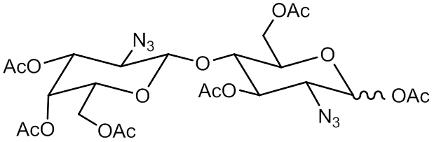 2-Azido-2-deoxy-1,2?,3,3?,4?,6,6?-hepta-O-acetyl-a,a-lactose
2-Azido-2-deoxy-4-O-(2,3,4,6-tetra-O-acetyl-a-D-galactopyranosyl)-1,3,6-tri-O-acetyl-a,a-D-glucopyranose
